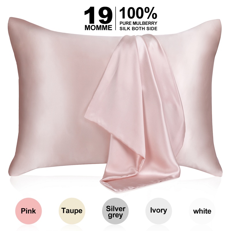 Pure Mulberry Silk - 22 Momme 6A High-Grade Fibers - Silk Pillow Cover for Hair & Skin - Regular, Queen & King with Hidden Zipper 